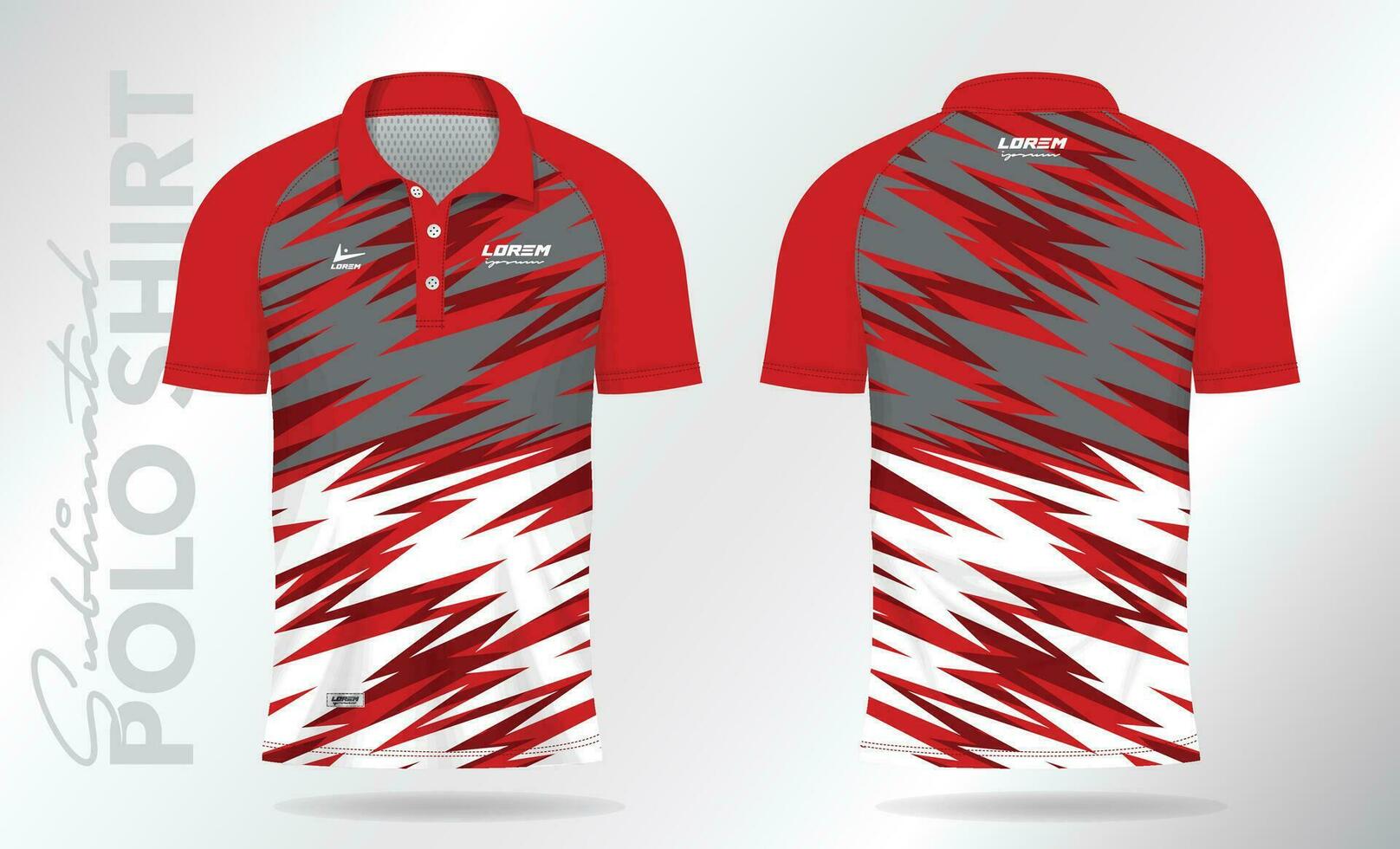 röd sublimering polo skjorta attrapp mall design för badminton jersey, tennis, fotboll, fotboll eller sport enhetlig vektor