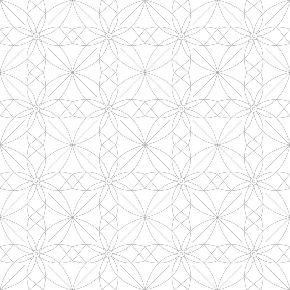 Muster mit dünn Linien und Schriftrollen auf Weiß Hintergrund. einfarbig abstrakt Blumen- linear Textur. nahtlos Zier Design. Vektor Design zum Muster, Stoff, Verpackung im Arabisch Stil.