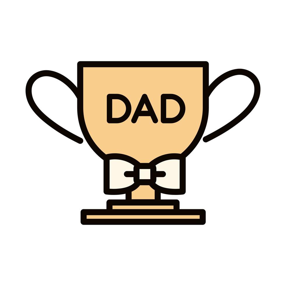 Happy Fathers Day Trophy Award Bowtie Dekoration Feierlinie und Füllsymbol vektor