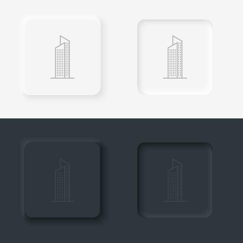 byggnad översikt ikon. neumorf stil knapp vektor iconon svart och vit bakgrund uppsättning