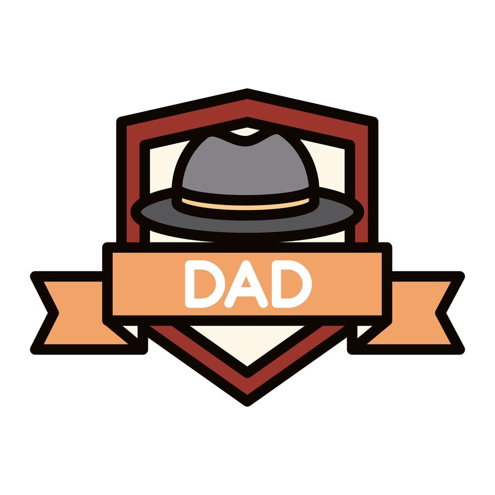 Happy Fathers Day Hutband Abzeichen Dekoration Feier Linie und Füllsymbol vektor