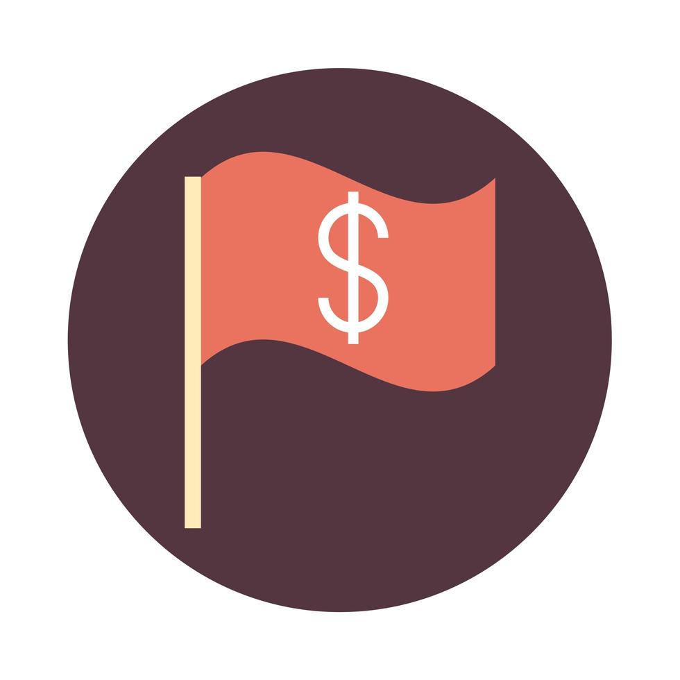 mobilbank röd flagg pengar block stil ikon vektor