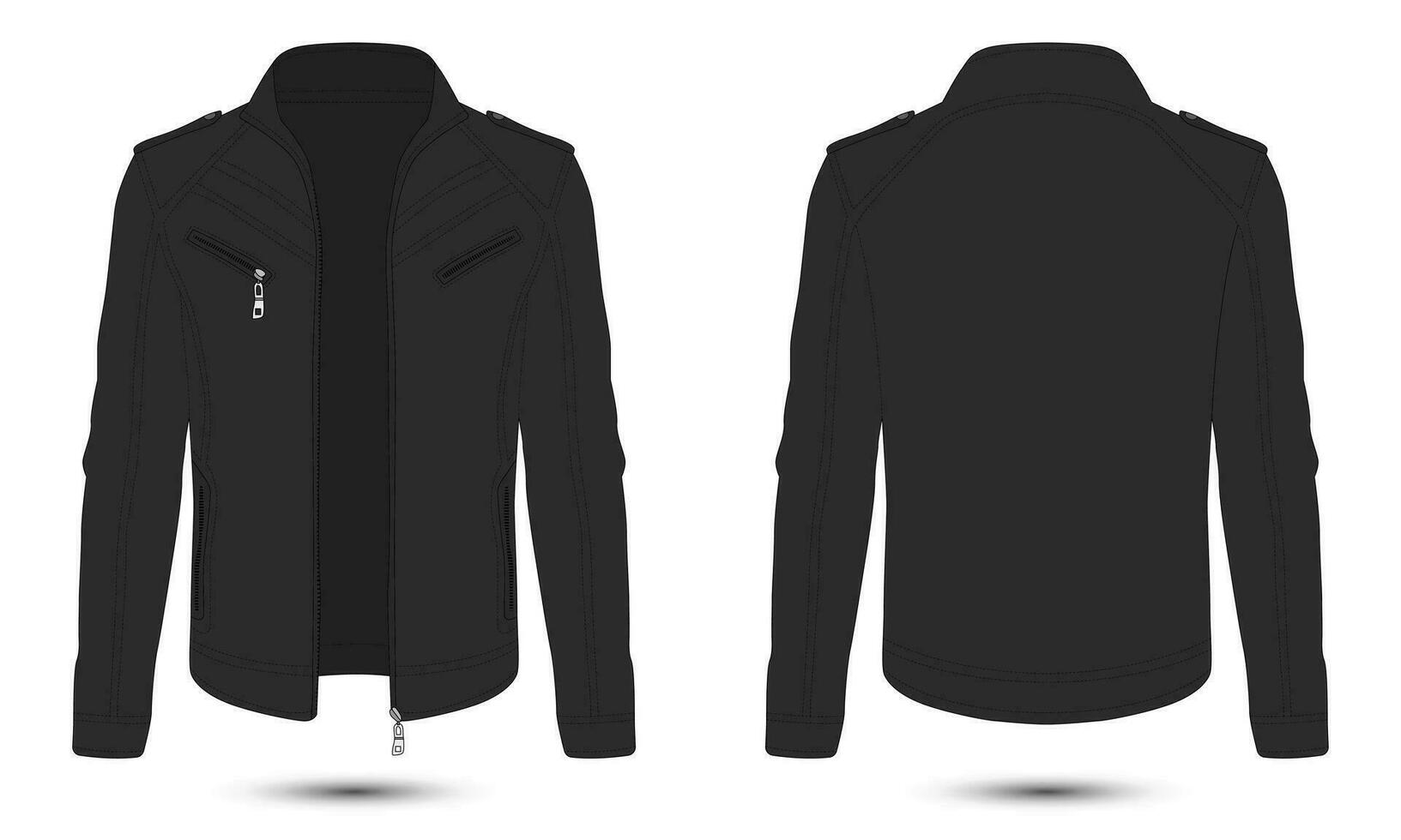schwarz Leder Jacke Attrappe, Lehrmodell, Simulation Vorderseite und zurück Aussicht vektor