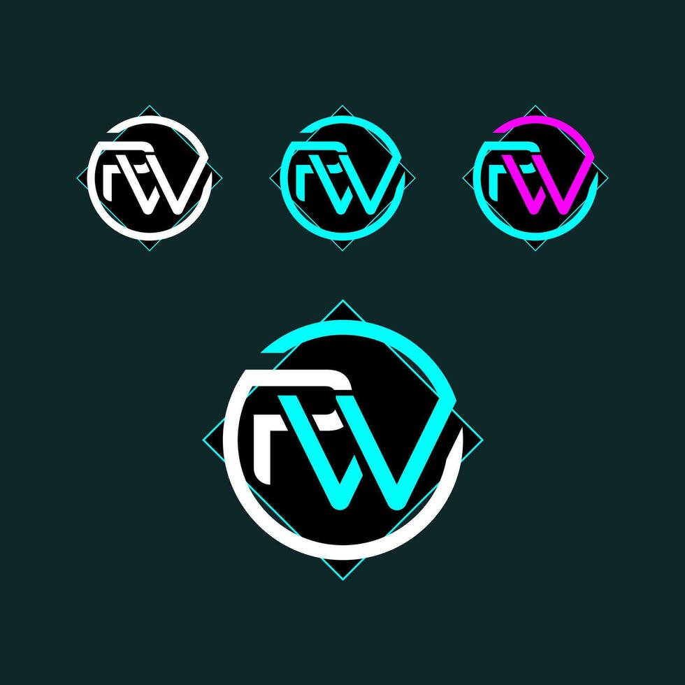 pw modisch Brief Logo Design mit Kreis vektor