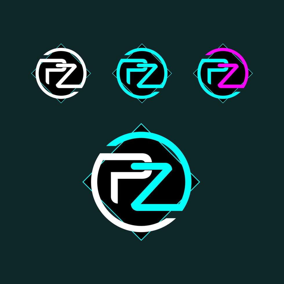 pz trendig brev logotyp design med cirkel vektor