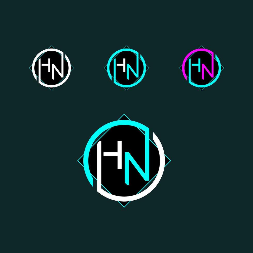 hn modisch Brief Logo Design mit Kreis vektor