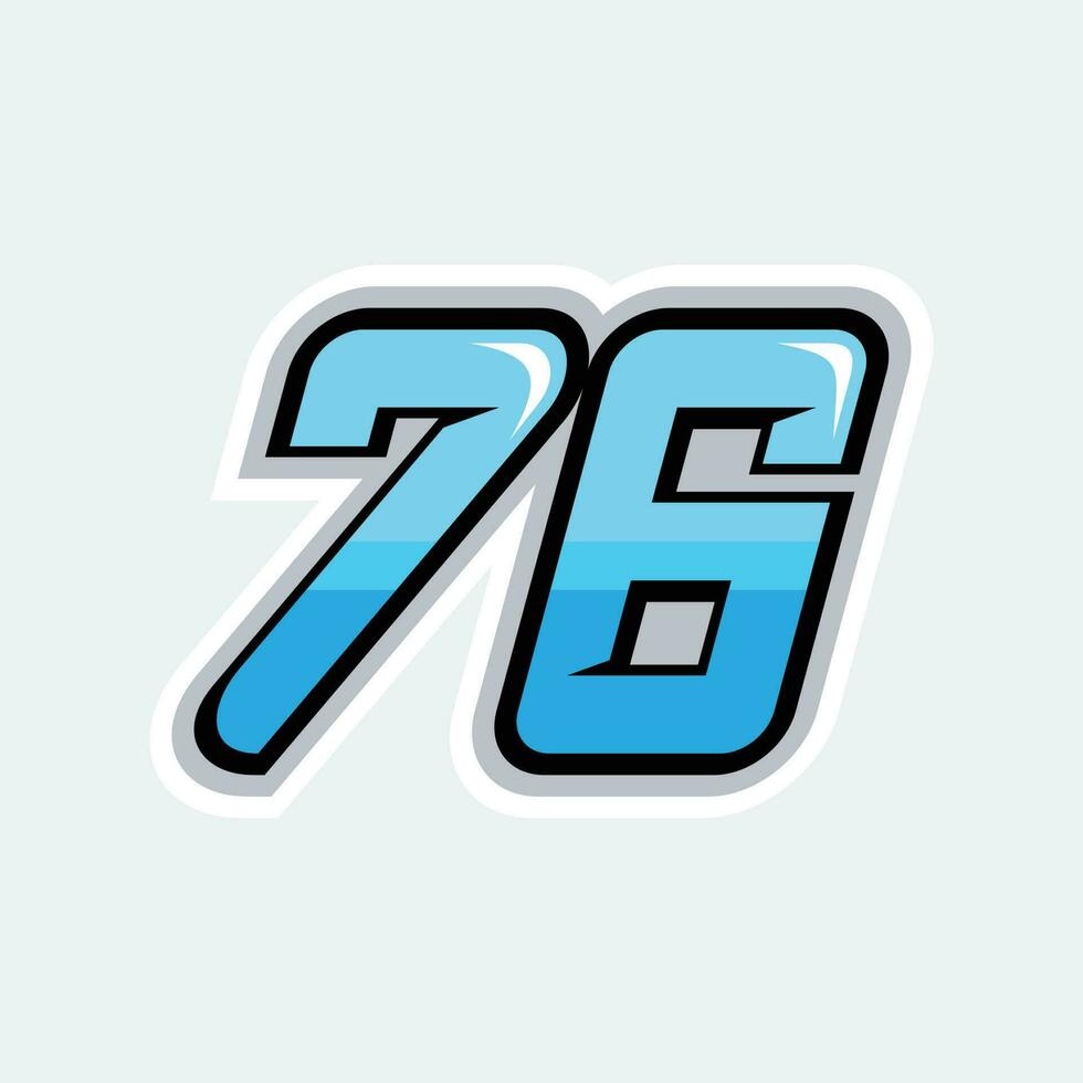 76 Rennen Zahlen Logo Vektor