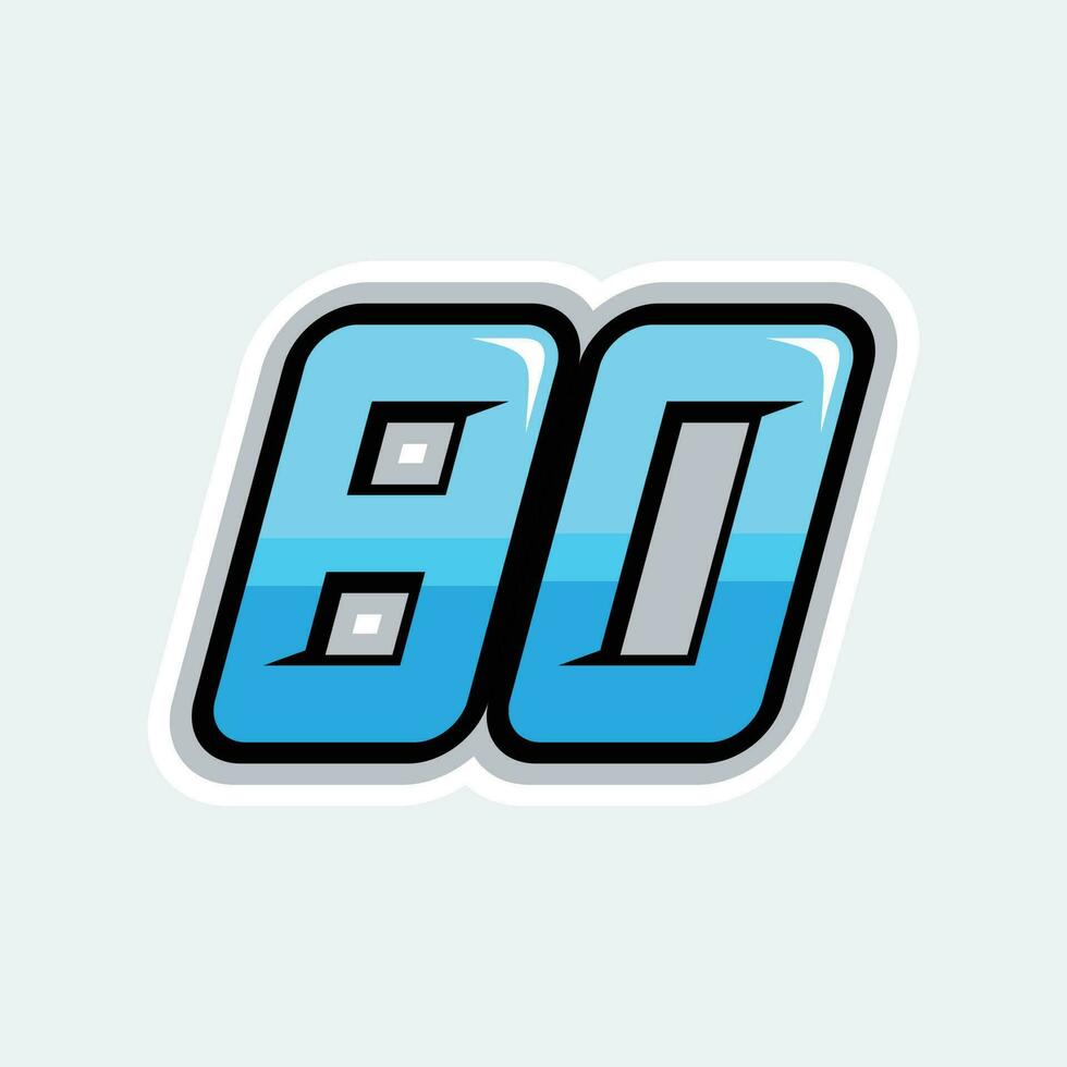 80 Rennen Zahlen Logo Vektor