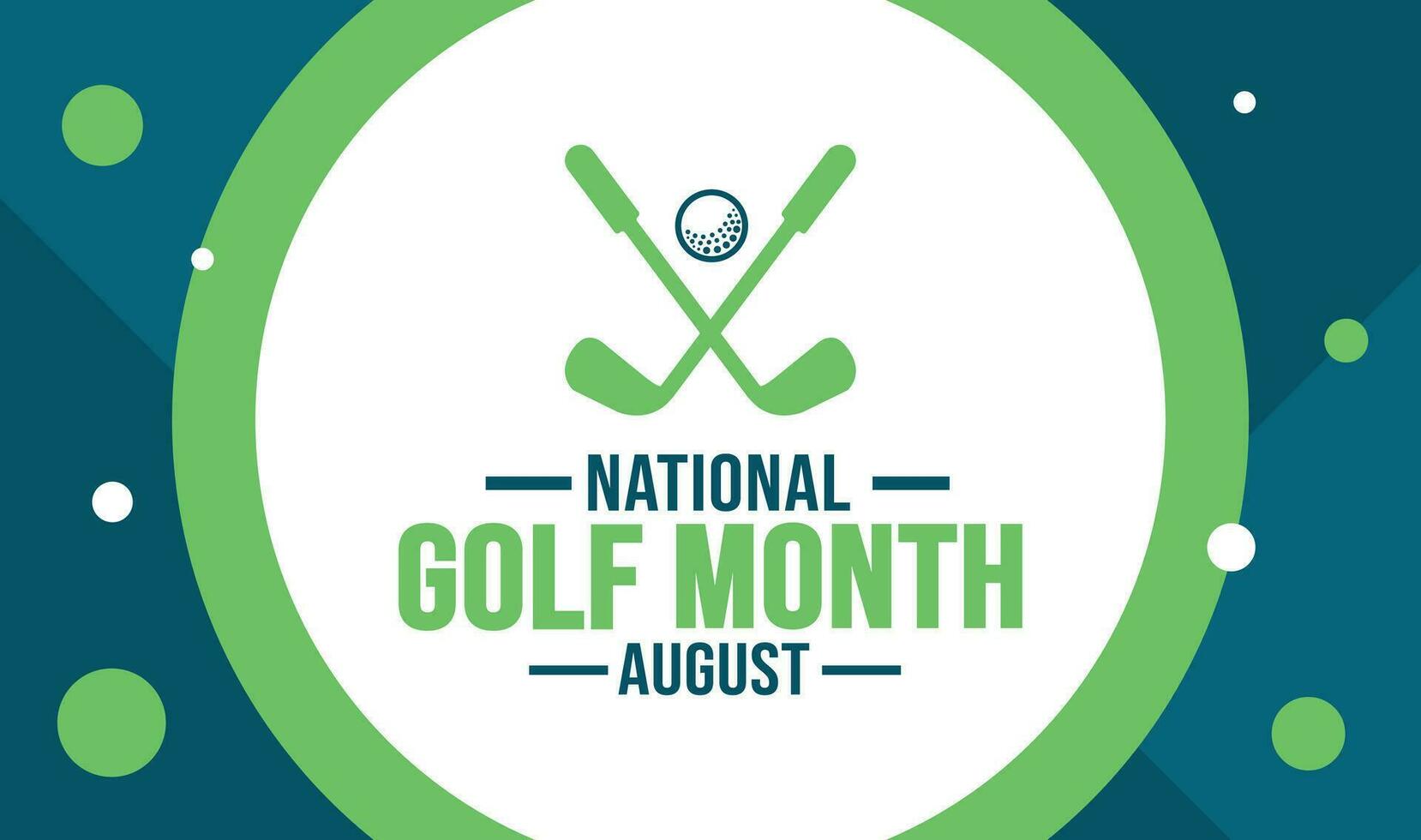 August ist National Golf Monat Hintergrund Vorlage. Urlaub Konzept. Hintergrund, Banner, Plakat, Karte, und Poster Design Vorlage mit Text Inschrift und Standard Farbe. Vektor Illustration.