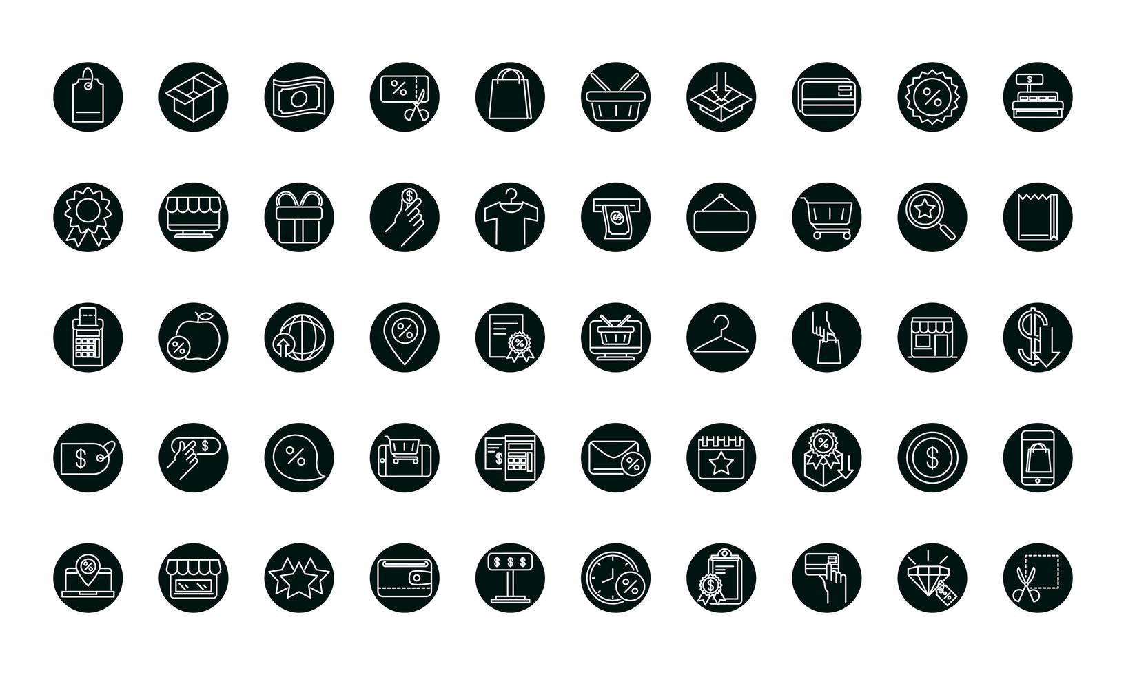 Shopping Block und Linienstil Icon Set Vektordesign vektor