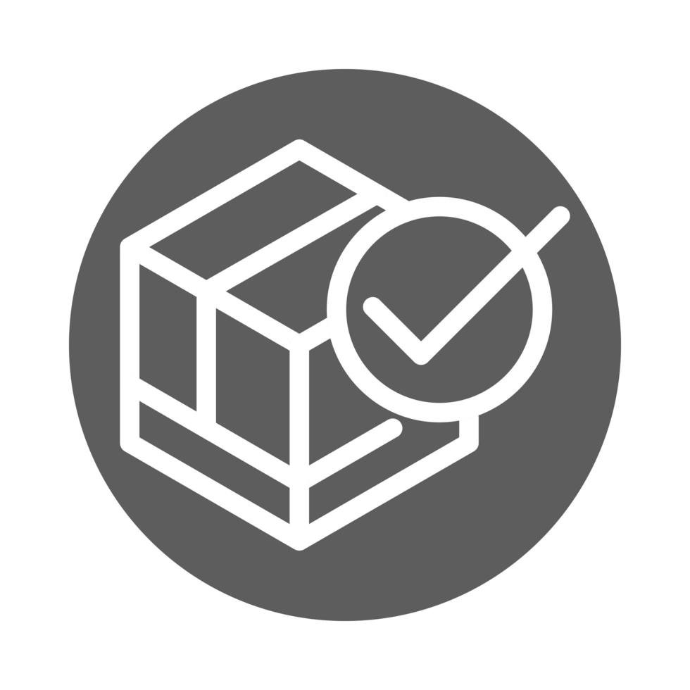 kartong bock ok leverans godstjänst logistik block stil ikon vektor