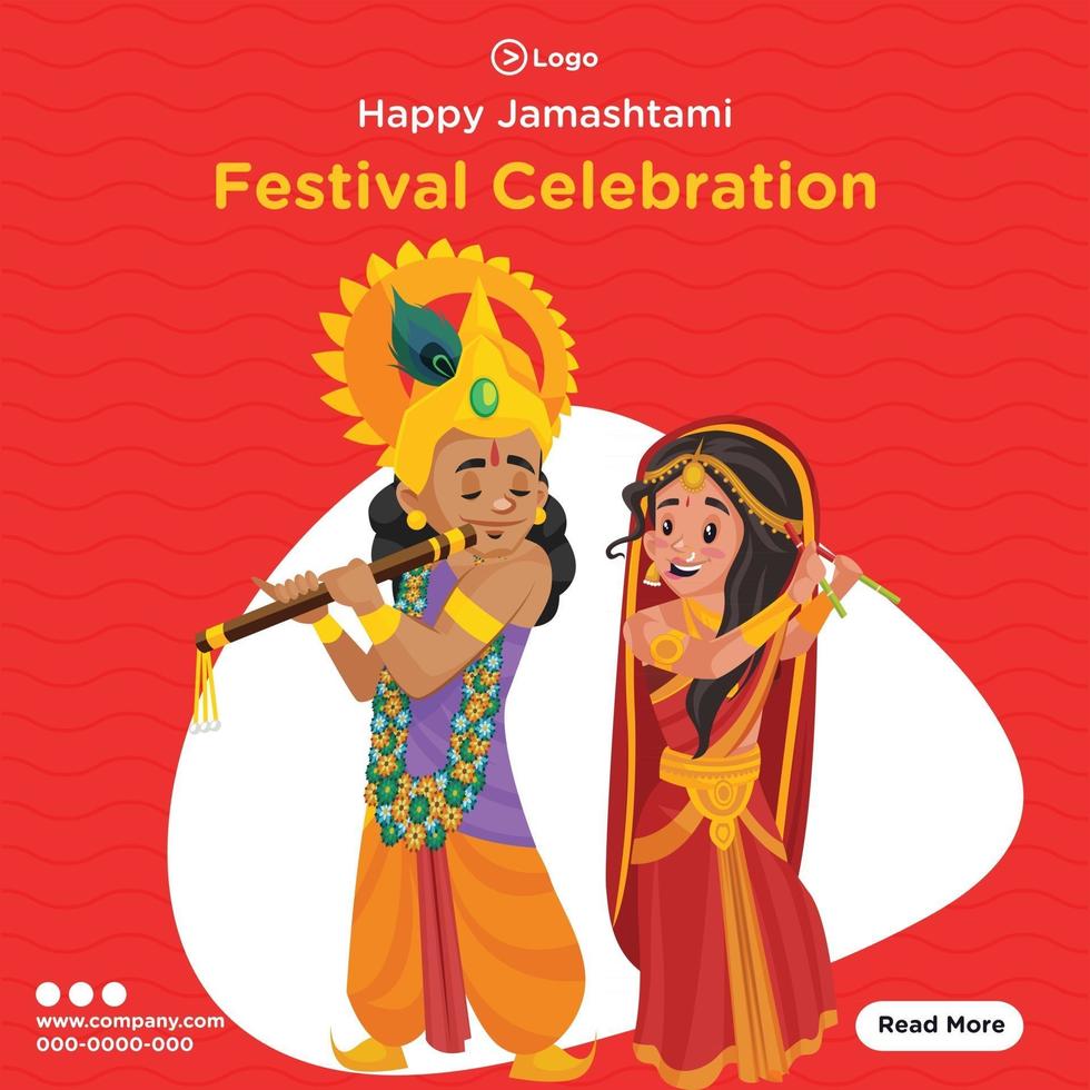 Bannerdesign der fröhlichen Janmashtami-Festivalfeier vektor