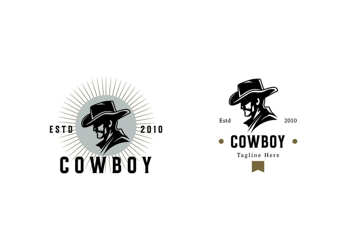 Jahrgang retro Texas Cowboy Logo Design Vorlage vektor