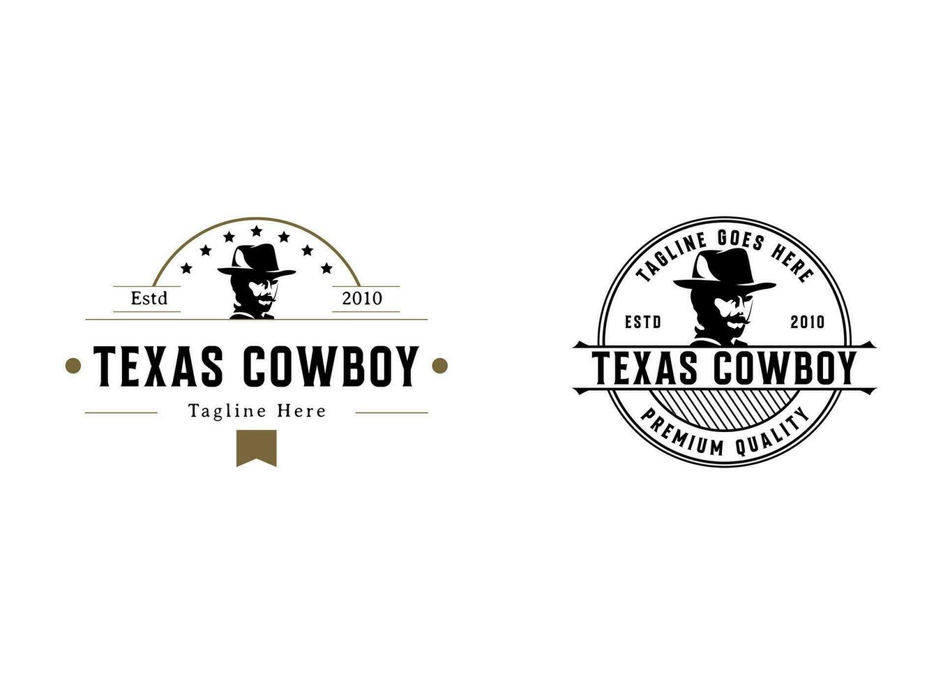 årgång retro texas cowboy logotyp design mall vektor