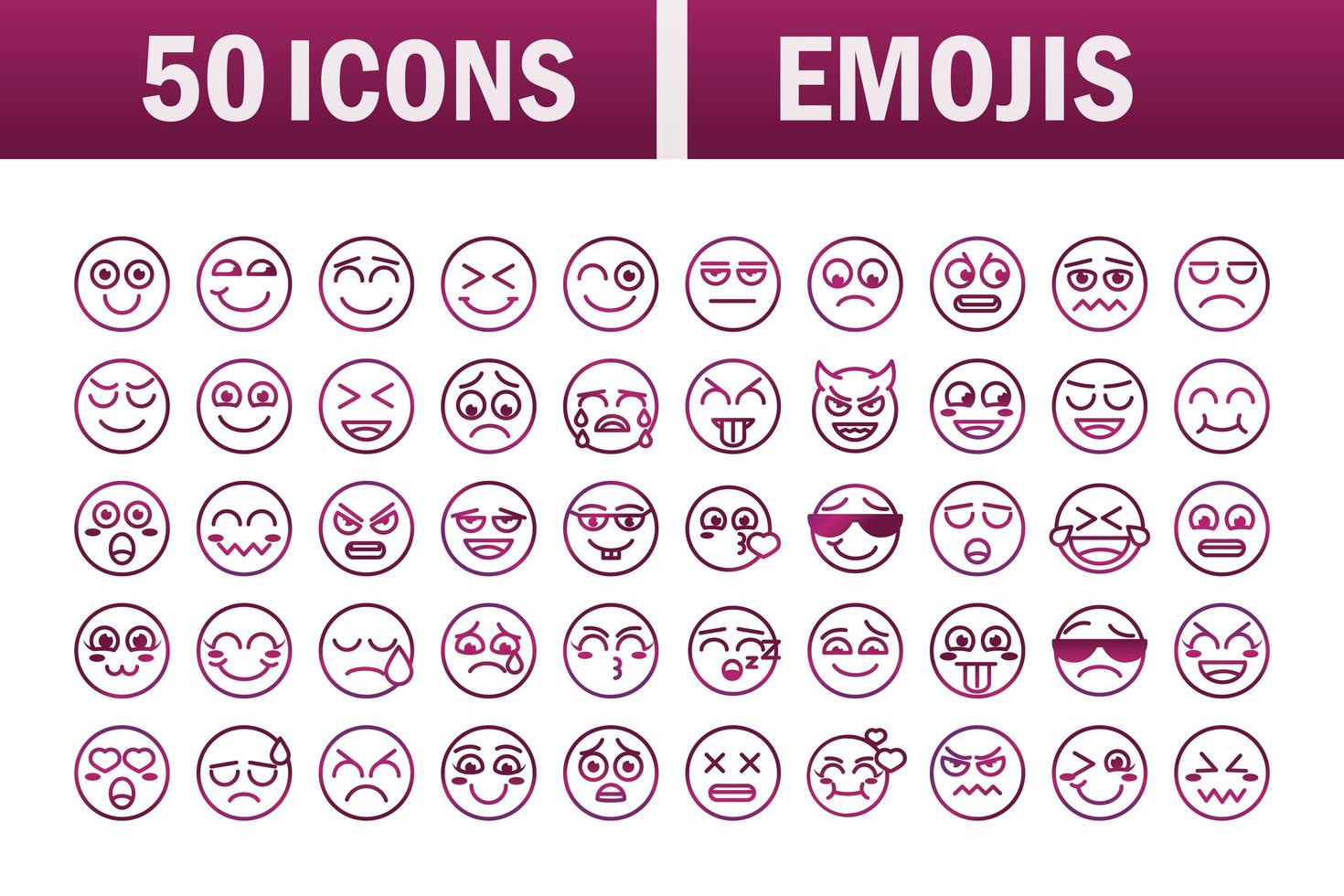 Emoticon lustige Smileys Ausdruck Symbole gesetzt vektor