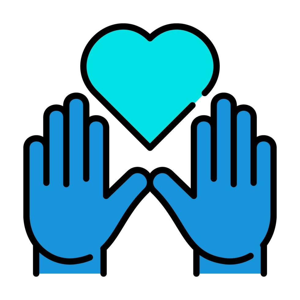 Hände oben Liebe Pflege Gliederung Blau Symbol Taste Logo Gemeinschaft Unterstützung Design vektor