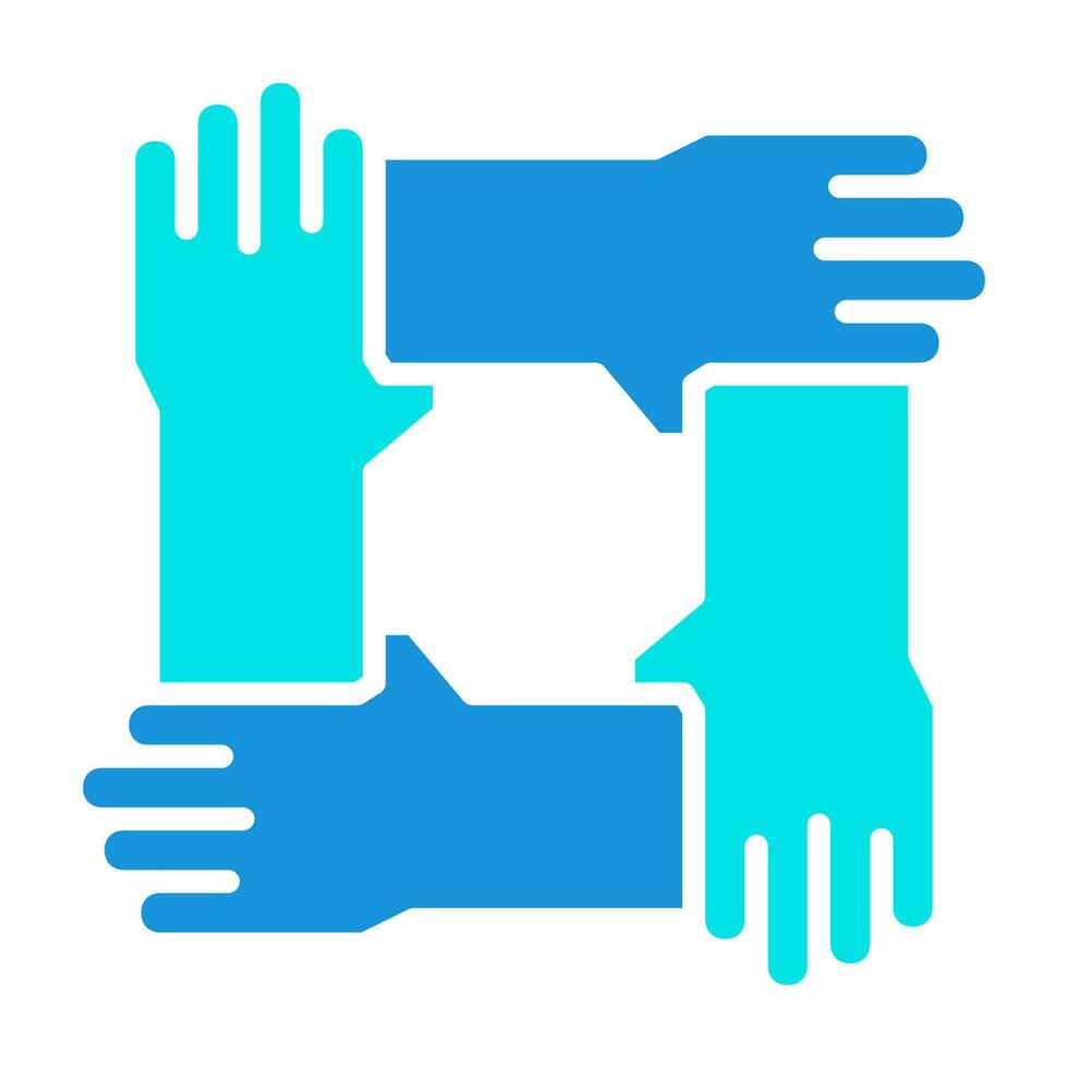 Hände Zusammenarbeit Blau Symbol Taste Logo Gemeinschaft Design vektor