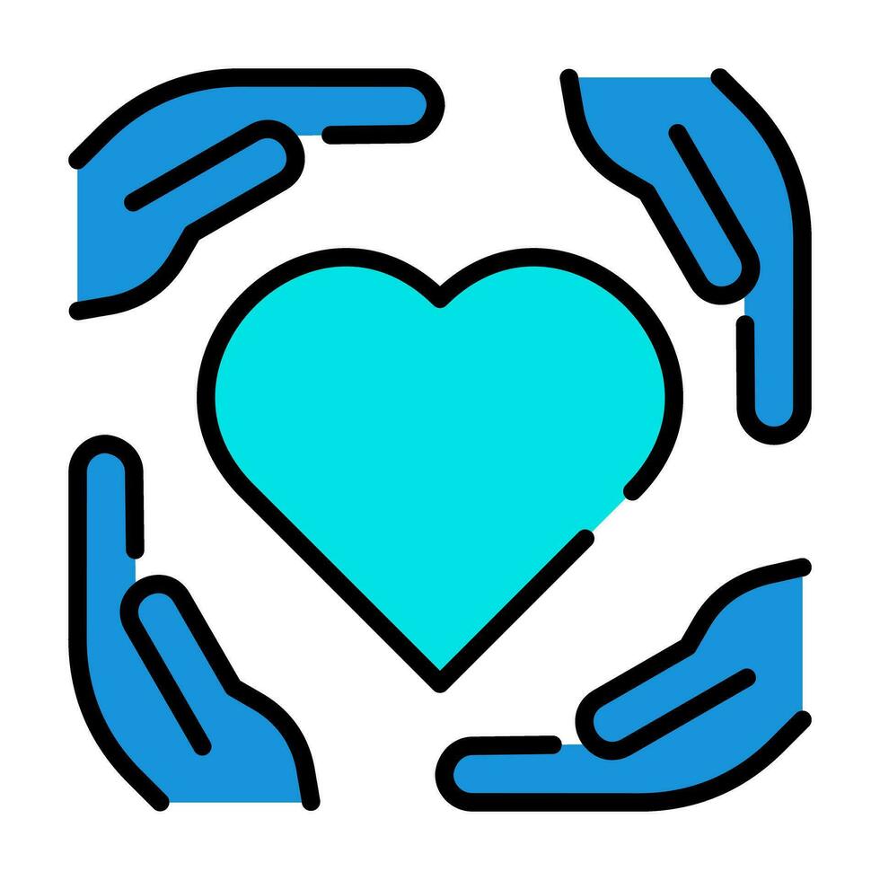 Hände Pflege Schutz Liebe Gliederung Blau Symbol Taste Logo Gemeinschaft Unterstützung Design vektor