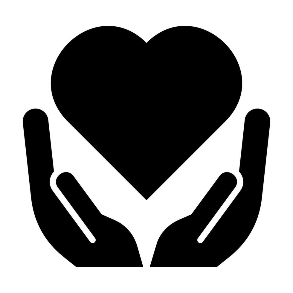 händer ger kärlek vård svart ikon knapp logotyp gemenskap design vektor