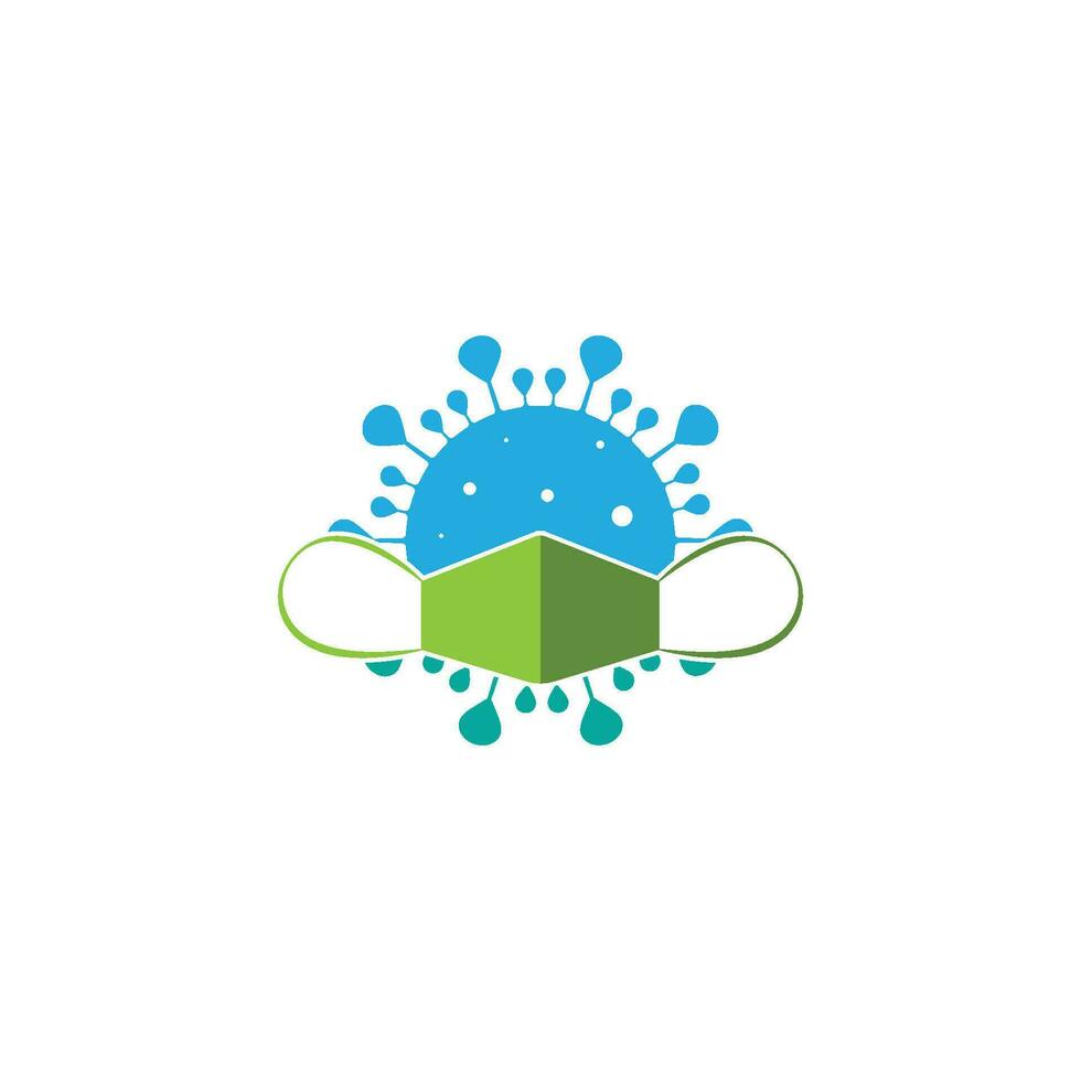 korona virus celler med mask logotyp vektor
