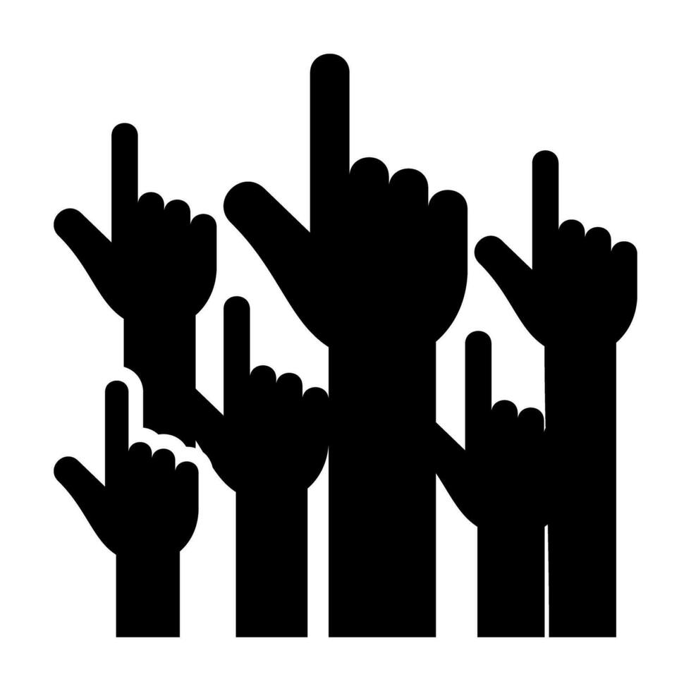 höjning händer upp rösta svart ikon knapp logotyp gemenskap design vektor