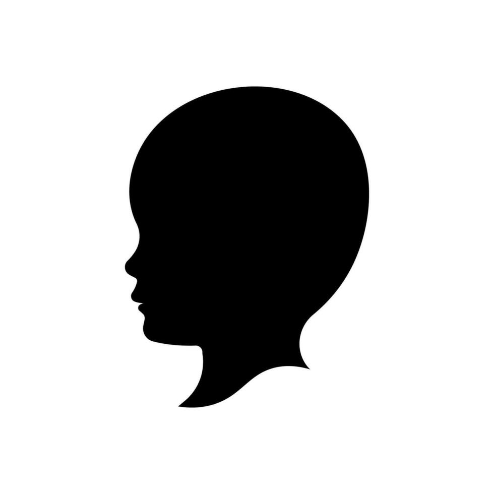 Kind Kopf Silhouette Vektor isoliert auf Weiß Hintergrund.