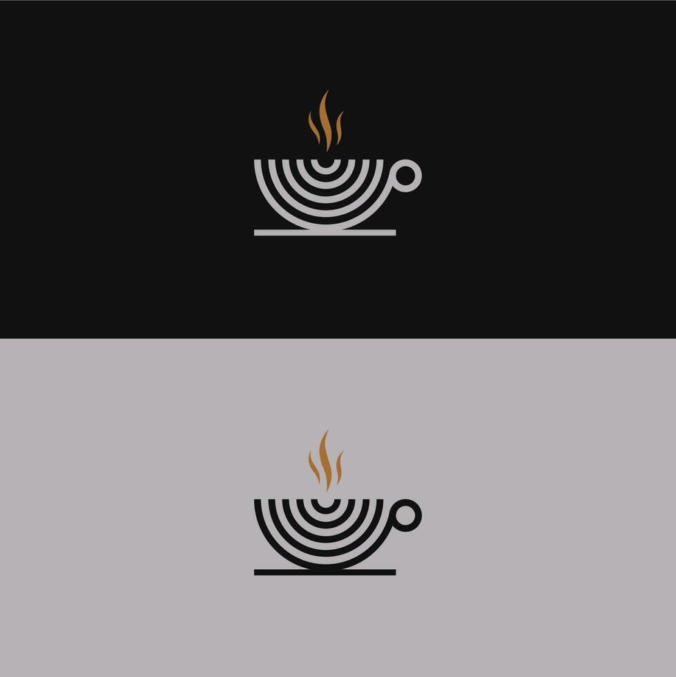 minimalistisch Vektor Logo zum Kaffee Geschäft. Kombination von Tasse und Stelle oder Punkt, einfach und modern