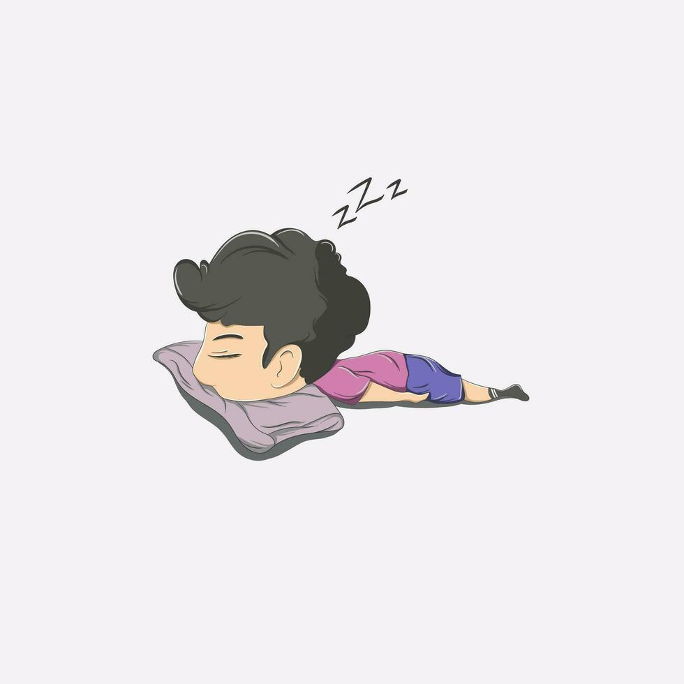süß Karikatur Junge ist Schlafen auf ein Kissen vektor