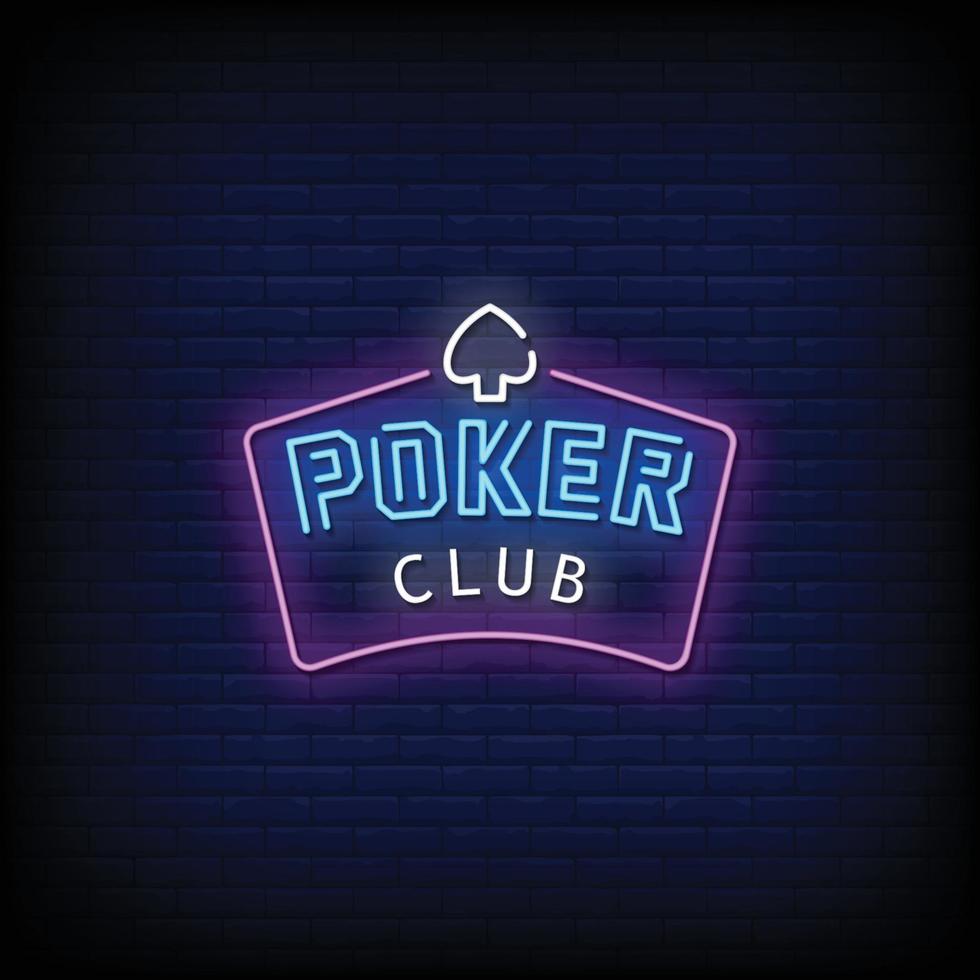 Poker Club Leuchtreklamen Stil Text Vektor