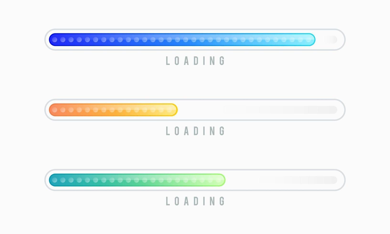 Satz von Ladebalkenvektorillustration Fortschrittsvisualisierung Ladestatussammlung Webdesignelemente Laden Infografik-Vektorvorlage vektor