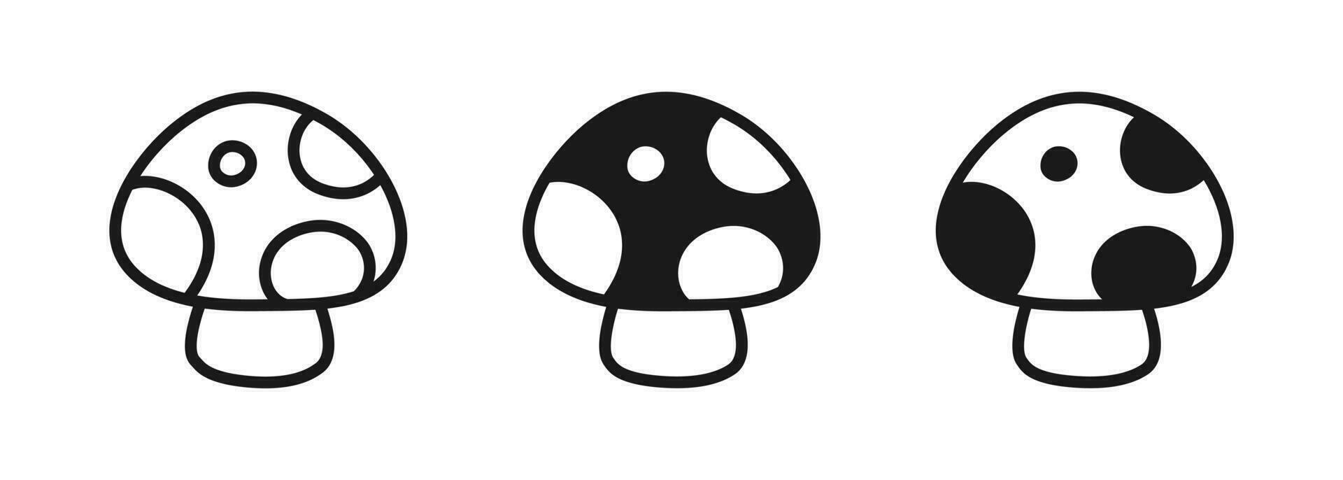 söt svamp ikon vektor illustration uppsättning, svamp logotyp design samling