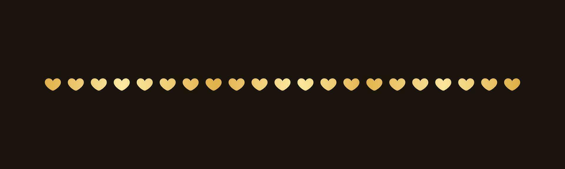 guld valentines hjärta mönster separator gräns, gyllene elegant romantisk sida text delare vektor