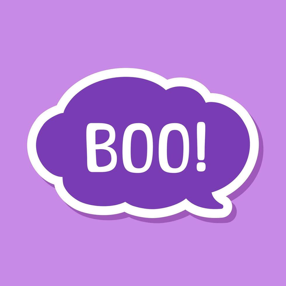 Rede Blase mit Text Boo Digital Aufkleber Vektor Illustration