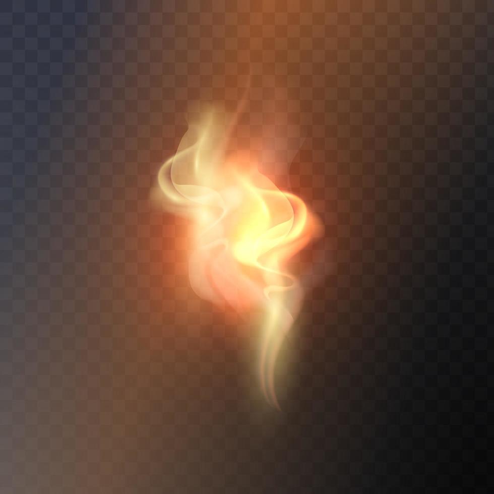 Vektor isolierter transparenter Effekt der realistischen Flamme Feuerillustration Kerzenlicht brennendes heißes verschlingendes Element Lagerfeuer Funkeln Verbrennung Fackel Match