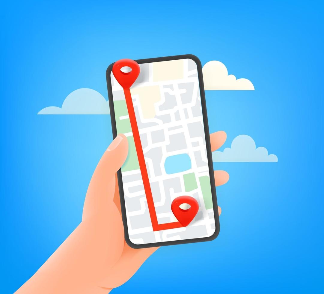 man använder navigering på modern smartphone vektor