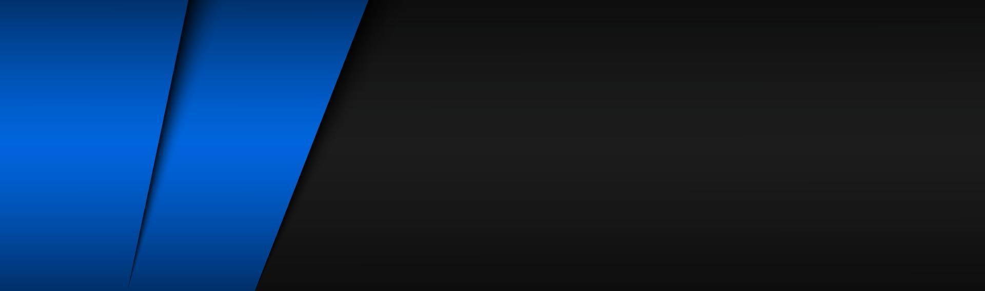 Schwarzes und blaues Material Design Banner moderne Web-Header überlagerte Blätter Papier Widescreen-Vektor-Illustration vektor