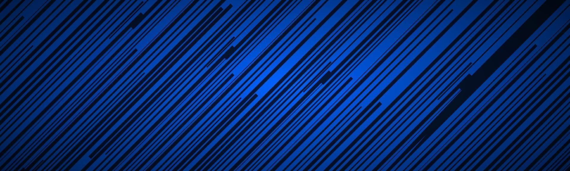 dunkle abstrakte Kopfzeile mit blauen und schwarzen schrägen Linien gestreiftes Muster parallele Linien und Streifen Banner diagonale Faservektorillustration vektor