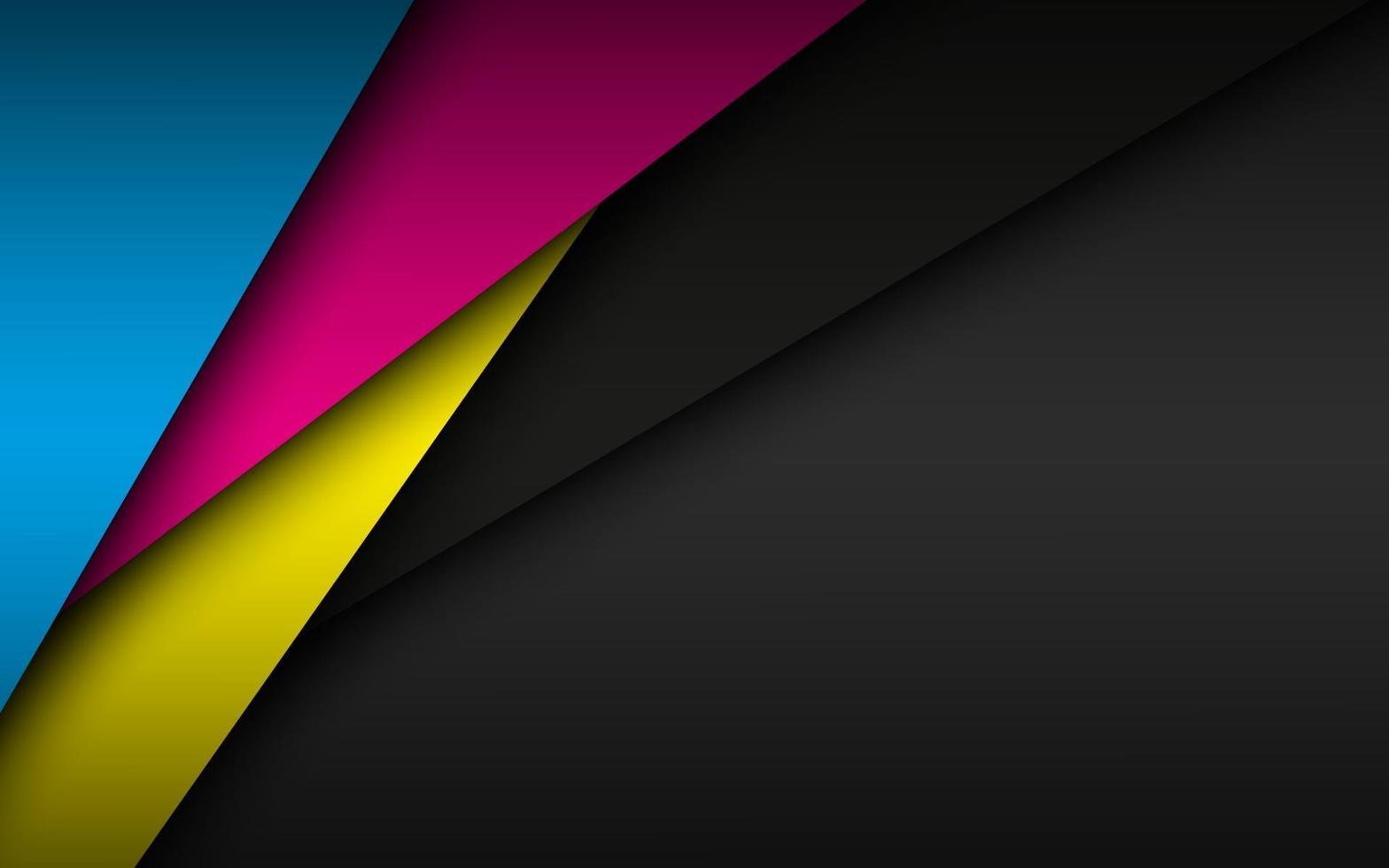 schwarzer moderner materieller Hintergrund mit überlappenden Papierblättern in cmyk-Farben Vorlage für Ihren abstrakten Breitbildhintergrund des Geschäftsvektors vektor