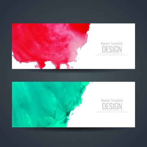 Abstrakt färgglada vattenfärg banners uppsättning vektor