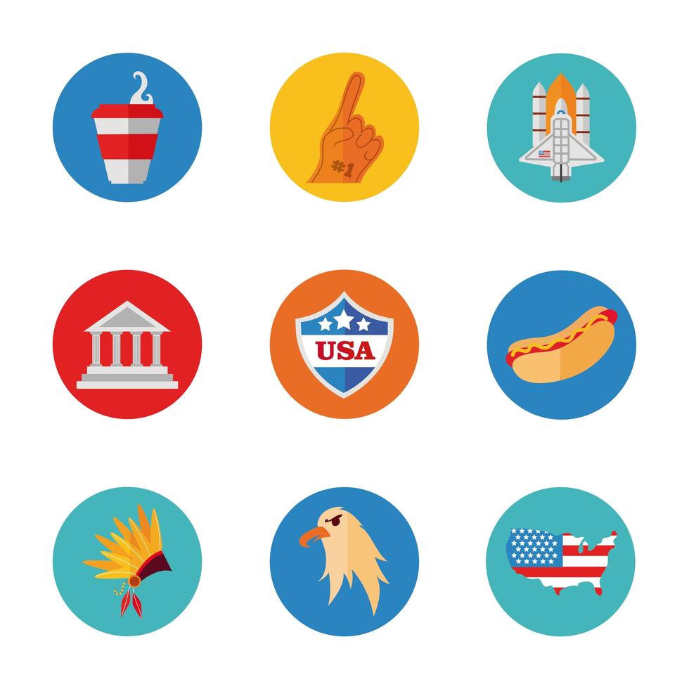 Bündel von usa set Icons vektor