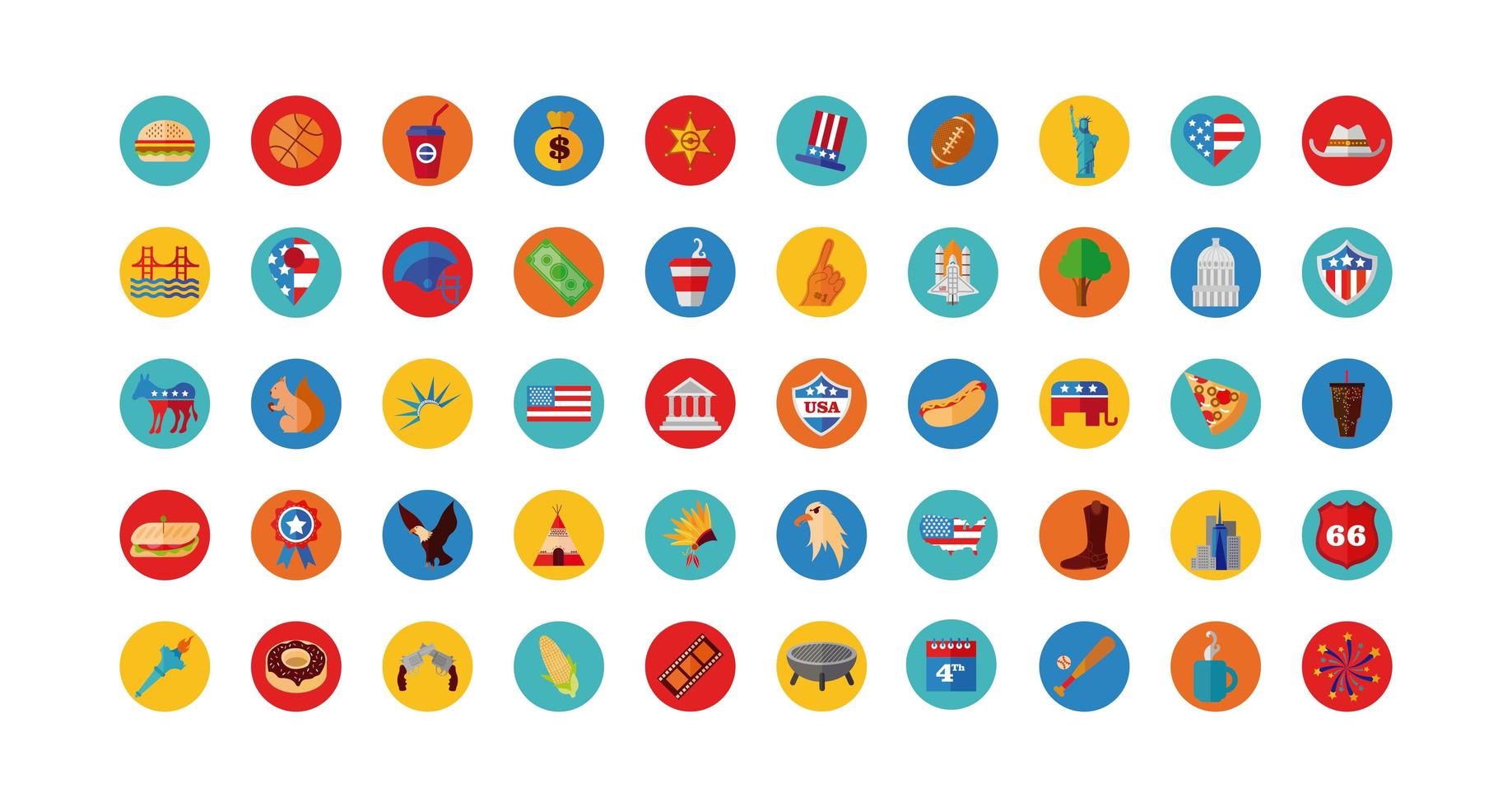 Bündel von usa set Icons vektor