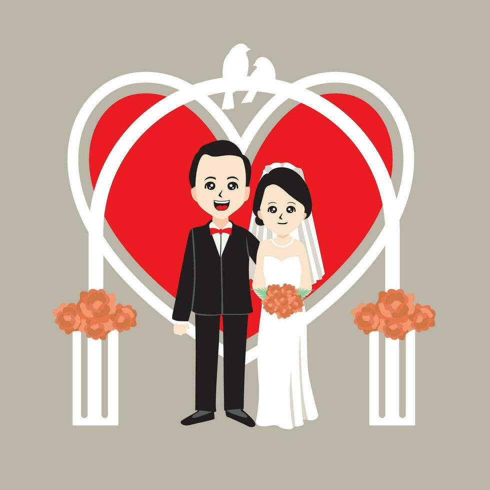 Hochzeit Design Über grau Hintergrund, Vektor Illustration