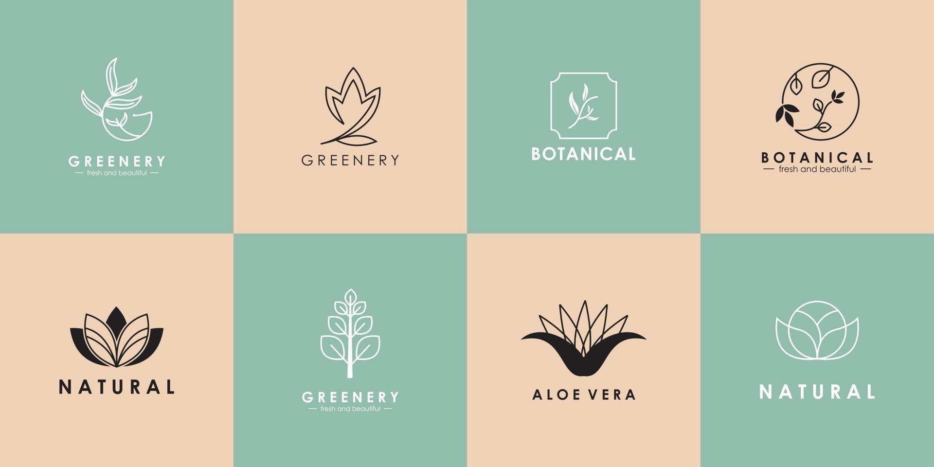 uppsättning naturlig logotyp för branding i modern design premium vektor