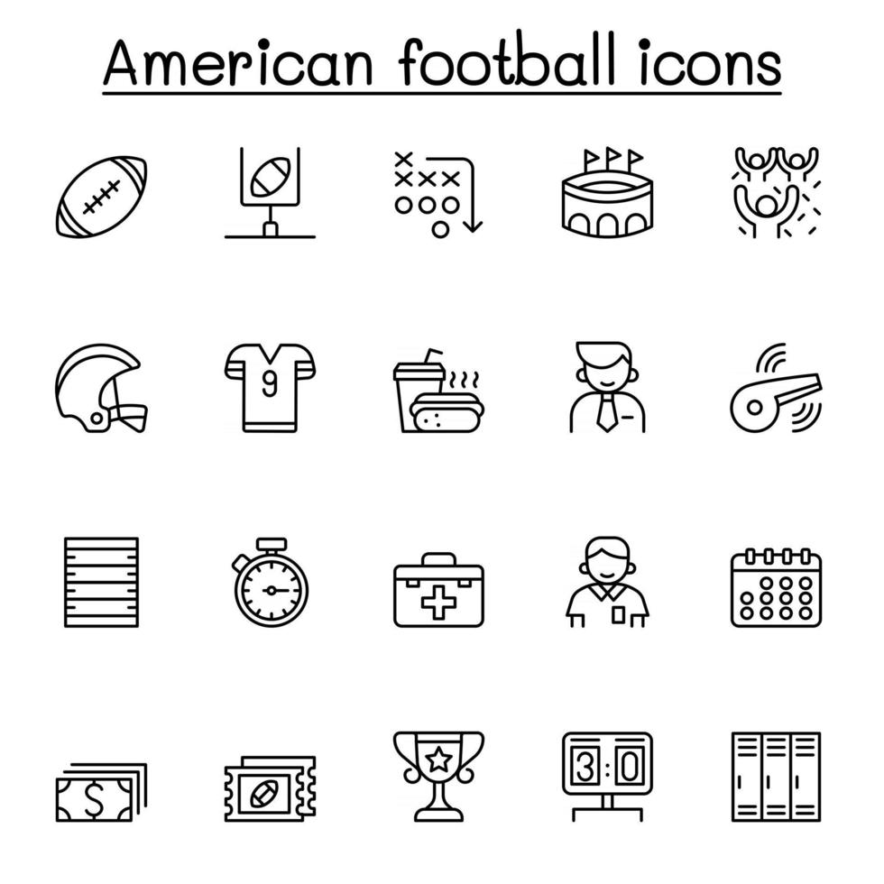 American Football-Symbol im Stil einer dünnen Linie line vektor