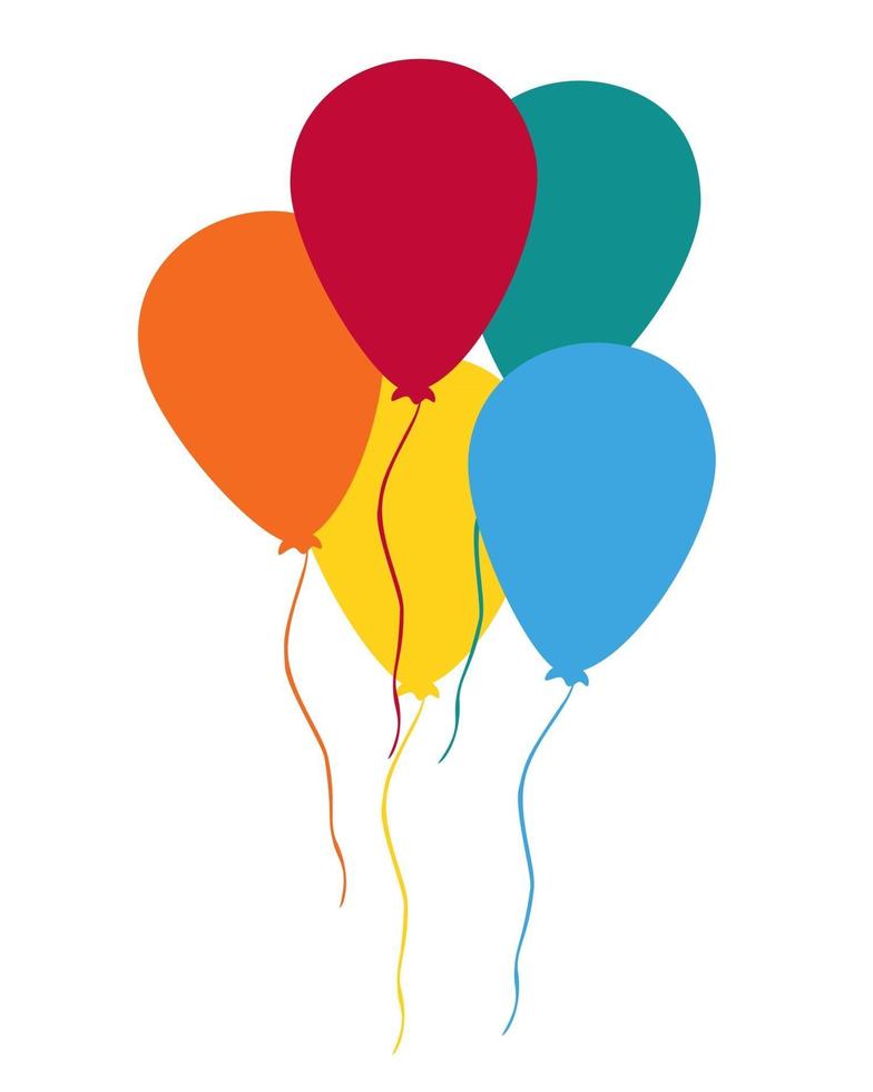 uppsättning färgglada ballonger Grattis på födelsedagen färgglada födelsedagsbukettballonger flyger för fest och firande med meddelandeutrymme festkompositioner isolerade vektorillustration platt design vektor