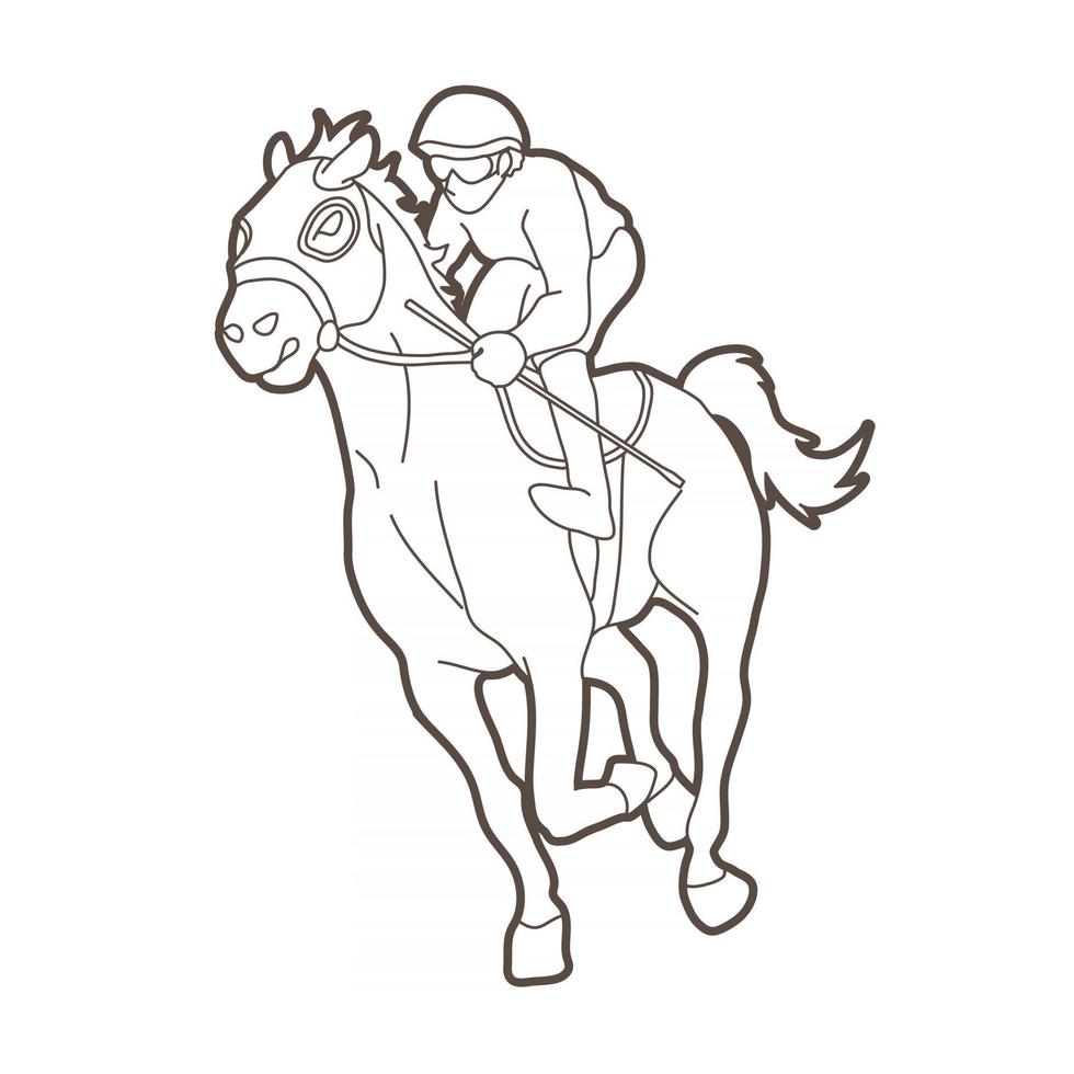 Outline Jockey Sport Rennpferd vektor