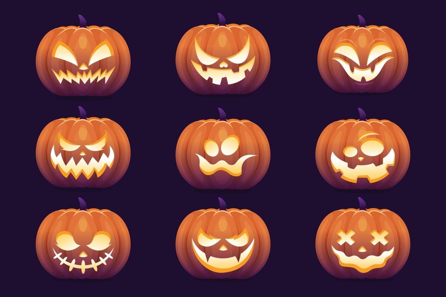 halloween bakgrundsmall med läskigt pumpaansikte vektor