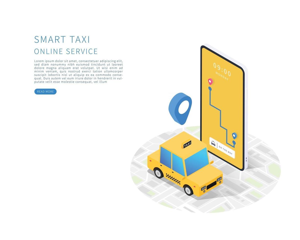 Smart Taxi Online-Taxi-Service-Konzept flache isometrische Vektor-Illustration vektor