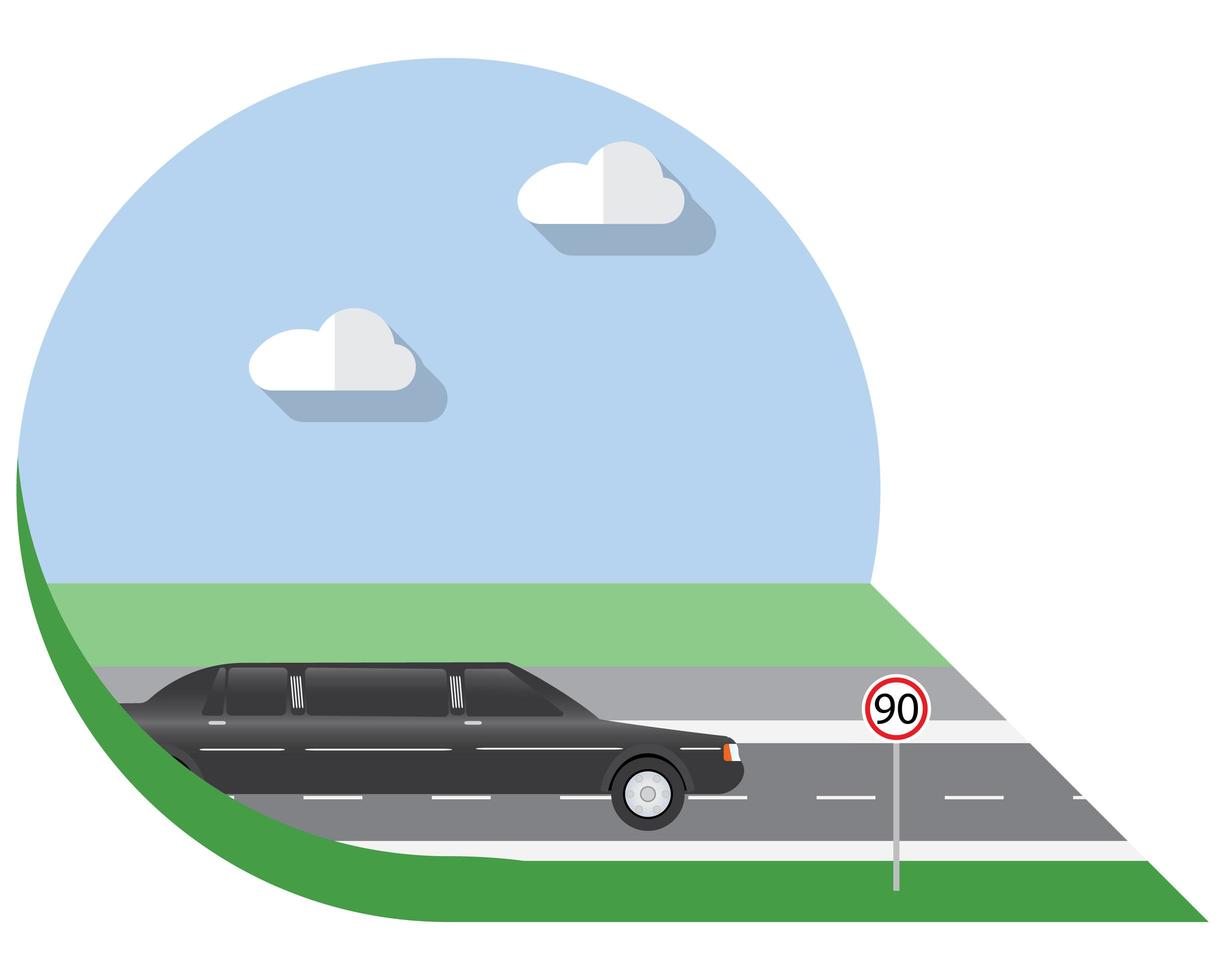 flaches Design Vektor-Illustration Stadtverkehr, Limousine, Seitenansicht-Symbol vektor