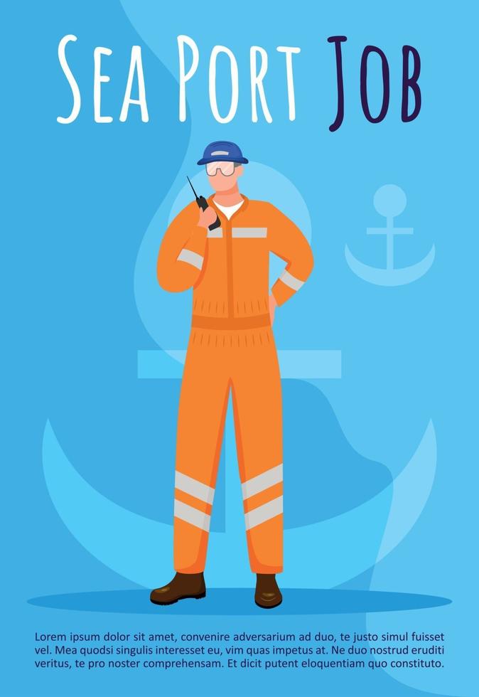 Seehafen-Job-Poster-Vektor-Vorlage vektor